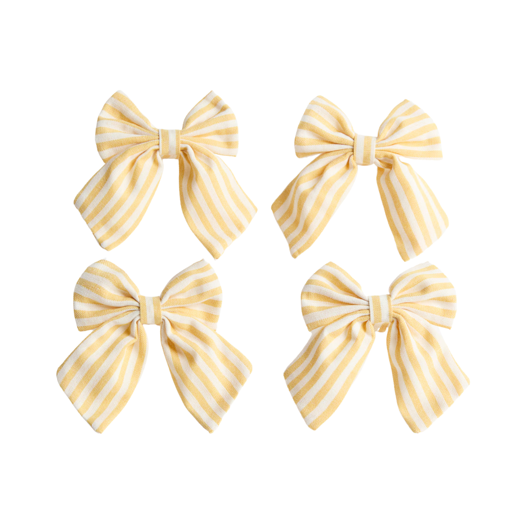 4-Pack Bow Napkin Rings - Yellow/linen Blend