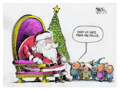 Editorial cartoon Santa race relations police