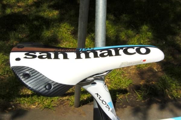 Turpin uses San Marco's Regal saddle, which is in special team colours.