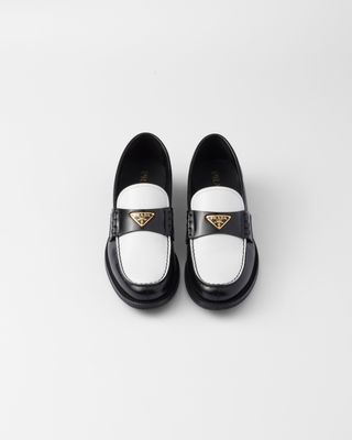 Two-Tone Brushed Leather Loafers