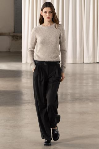 Zw Collection Wool Blend Minimalist Pleated Pants
