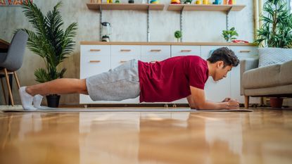 Man holding a plank position