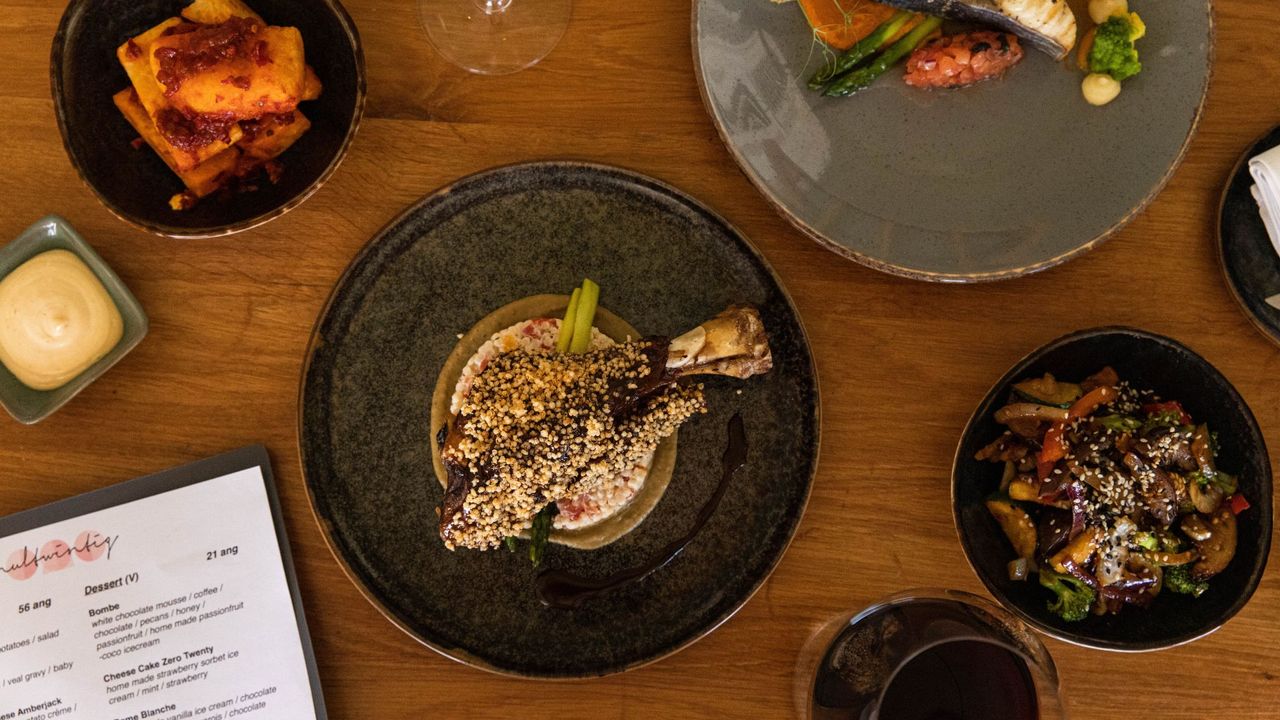 Flatlay image of plated food from Sandals Curacao