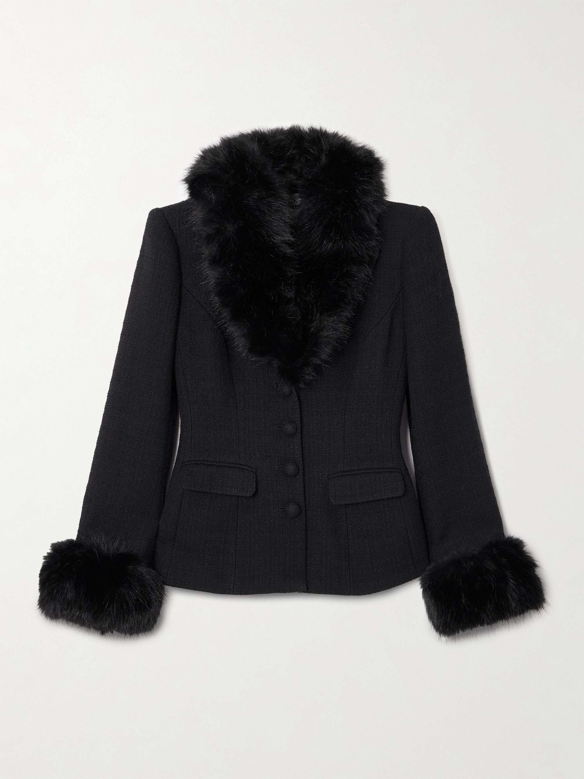 Plush-Trimmed Bouclé-Tweed Jacket