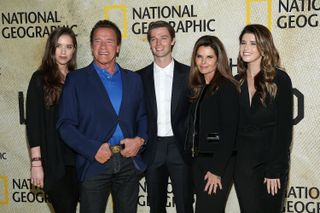 Arnold Schwarzenegger and Maria Shriver with three of their children