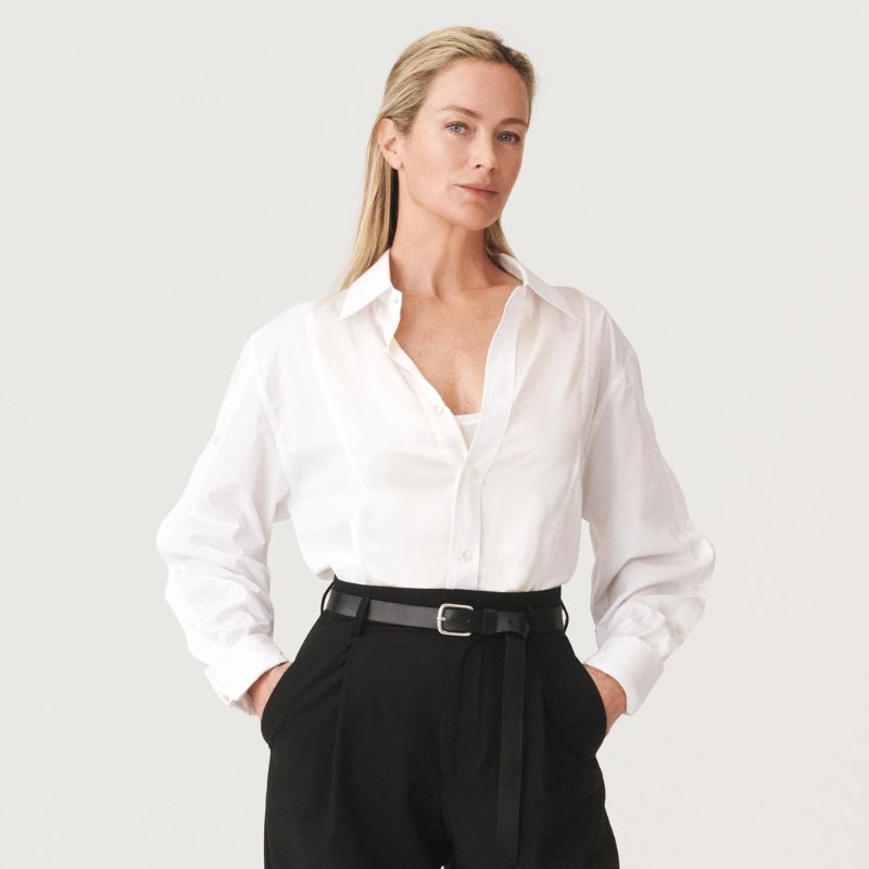Zara white shirt on model 