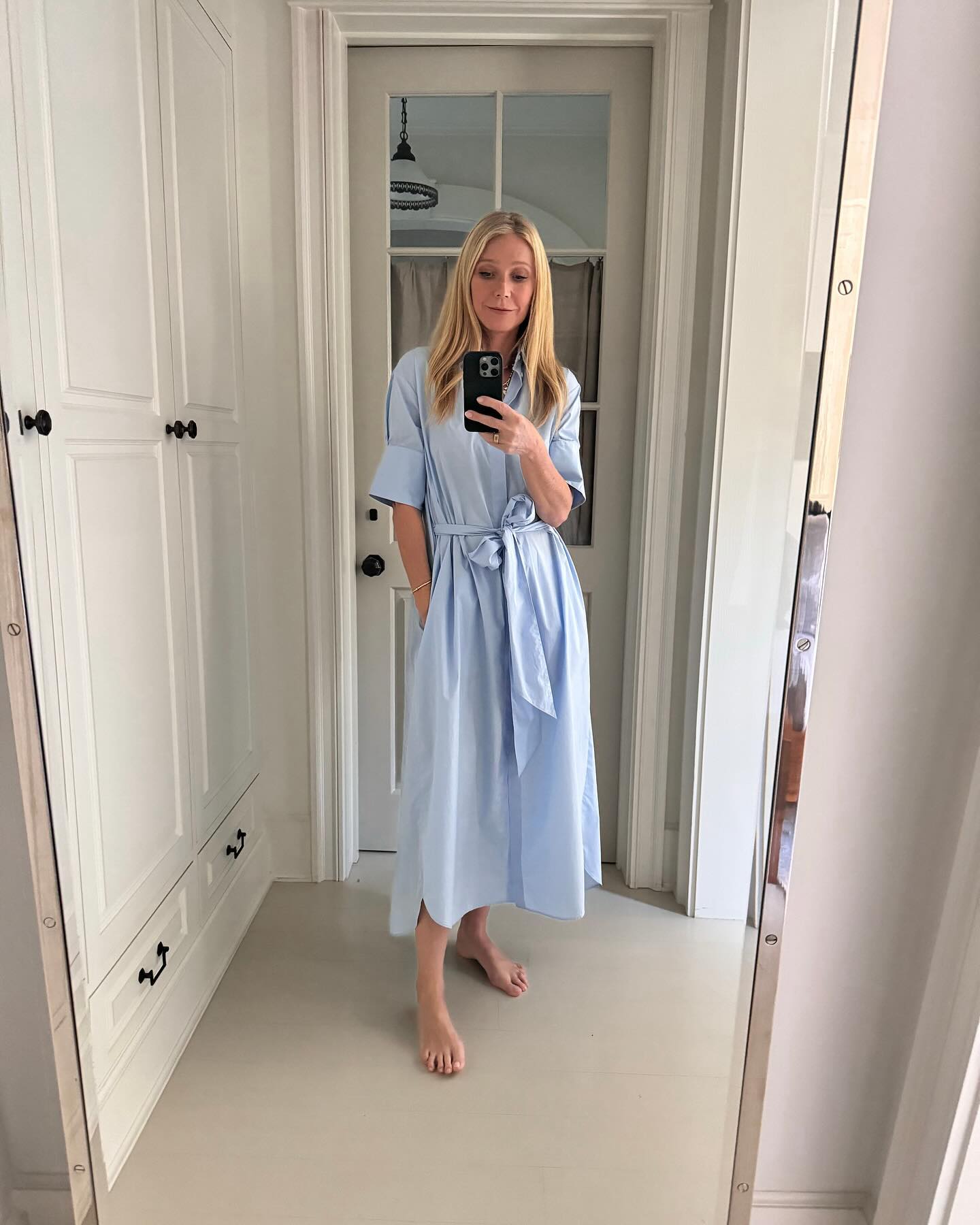 Gwyneth Paltrow in a pale blue dress