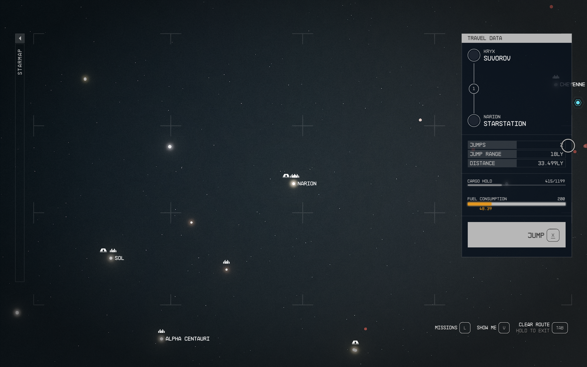 a star map of the narion system