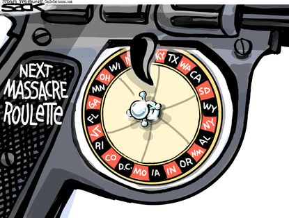 Editorial cartoon U.S. shootings gun violence