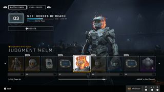 Halo Infinite season 1 heroes of reach battle pass level 97 reward judgement helm armour effect