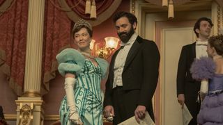 Carrie Coon and Morgan Spector in The Gilded Age
