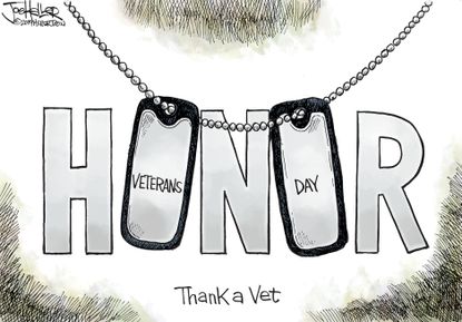Editorial Cartoon U.S. Veterans Day Thank A Vet