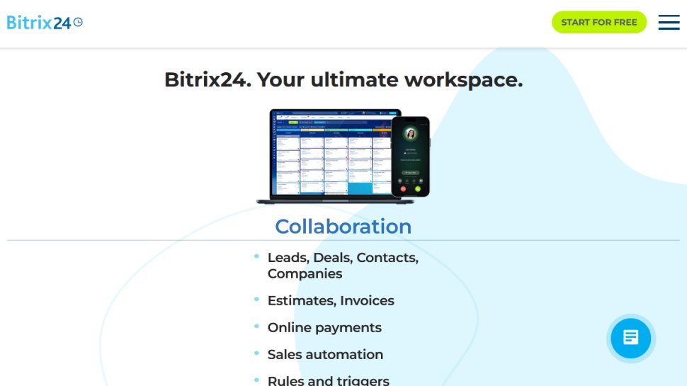 Bitrix24 website screenshot (March 2026).