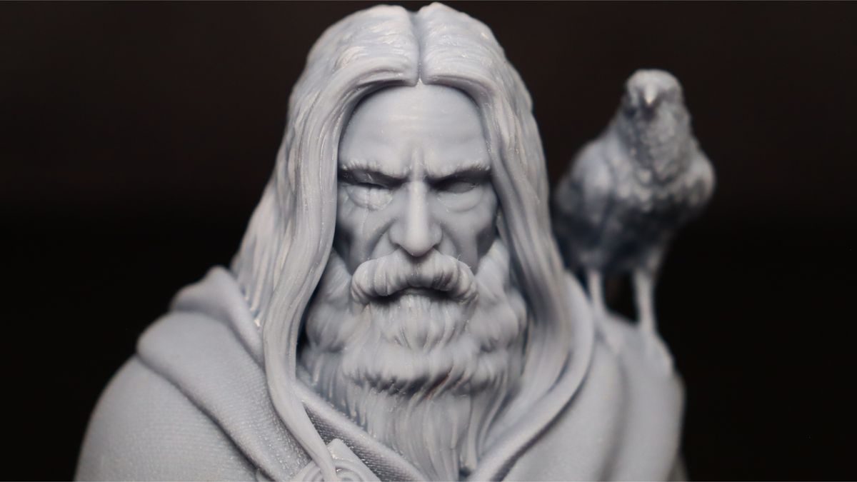 Nova3D Whale3 SE 3D printer-test print-Odin-close up of front of face
