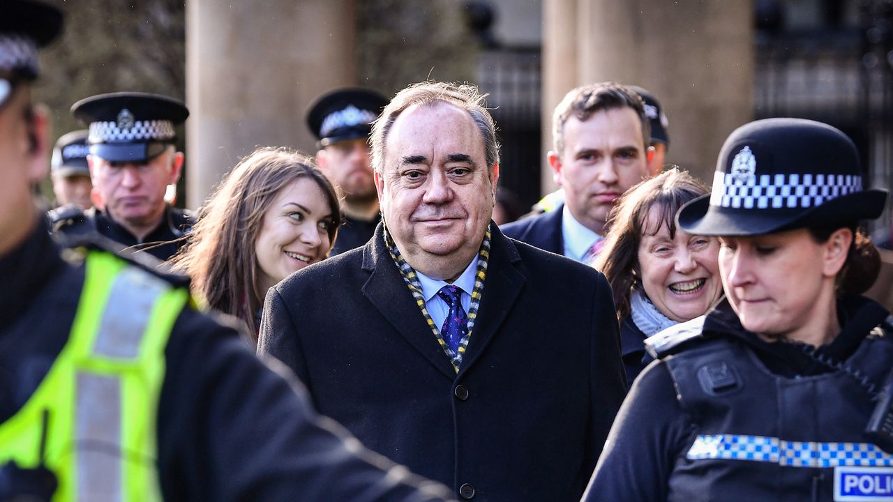 Alex Salmond outside the High Court in Edinburgh shortly before being acquitted of sex charges in March 2020 