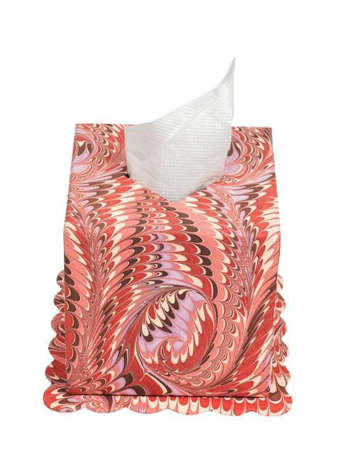 Hand-Marbled Scallop Tissue Box Cover