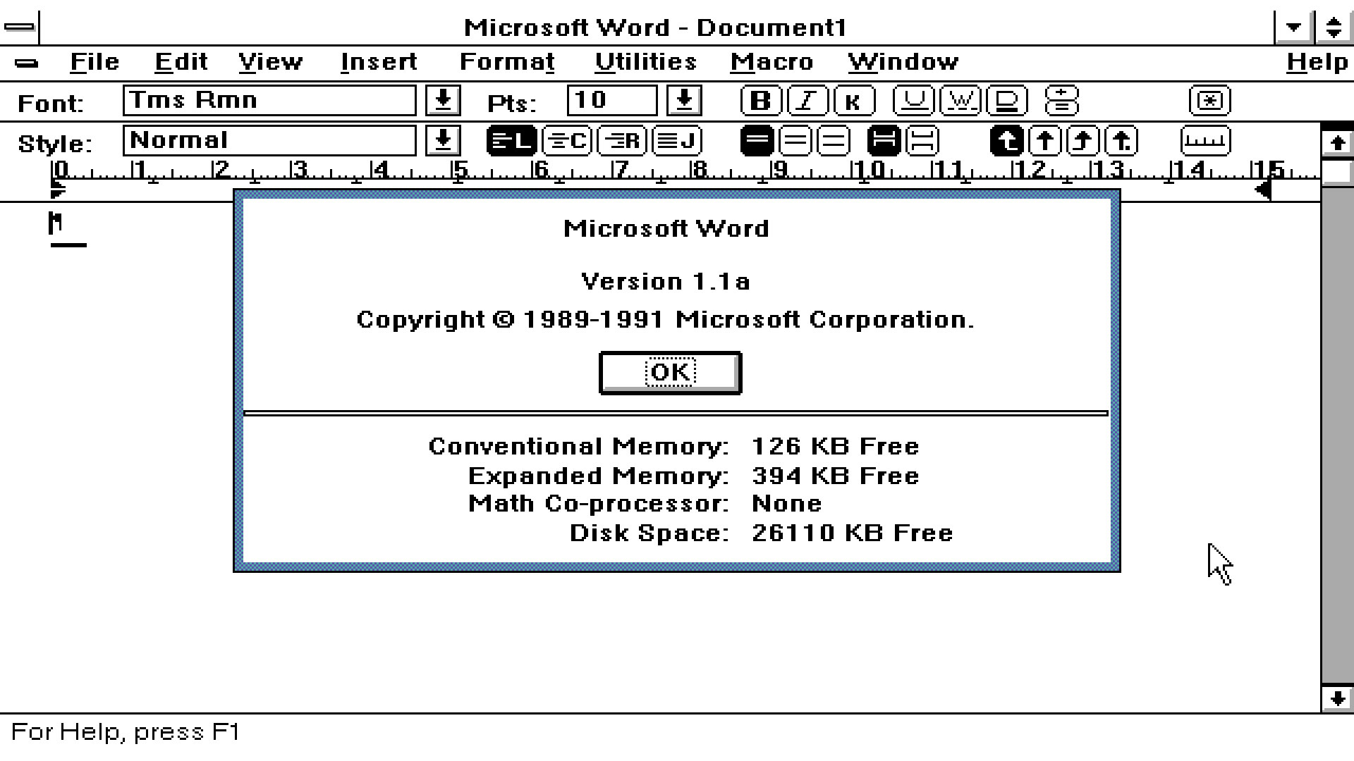 Microsoft Word for Windows 1.1a 