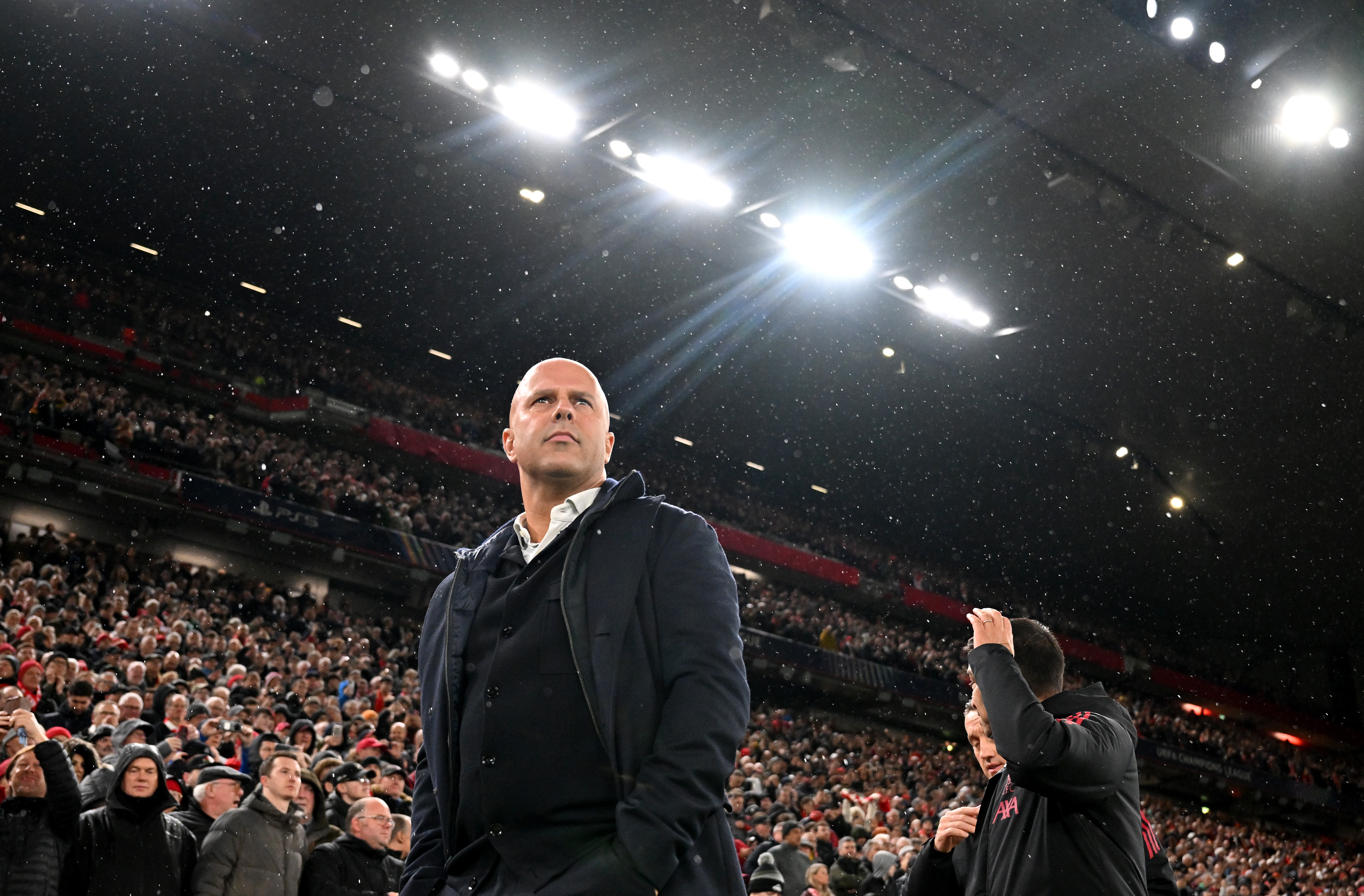 LIVERPOOL, ENGLAND - NOVEMBER 04: (THE SUN OUT, THE SUN ON SUNDAY OUT) Arne Slot, Manager of Liverpool, looks on prior to the UEFA Champions League 2025/26 League Phase MD4 match between Liverpool FC and Real Madrid C.F. at Anfield on November 04, 2025 in Liverpool, England. (Photo by Liverpool FC/Liverpool FC via Getty Images)