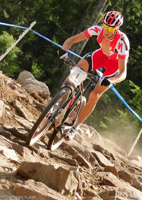 Wells (Specialized) winning the national championship on a rugged course at Sun Valley, Idaho