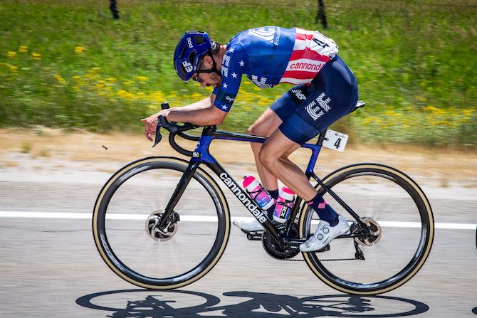 US national champion Alex Howes (EF Education First) rides on the front of the bunch on stage 2 of the 2019 Tour of Utah