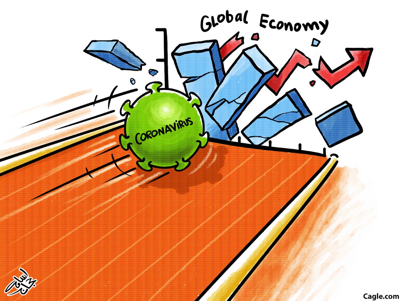 Editorial Cartoon U.S. coronavirus strikes global markets bowling