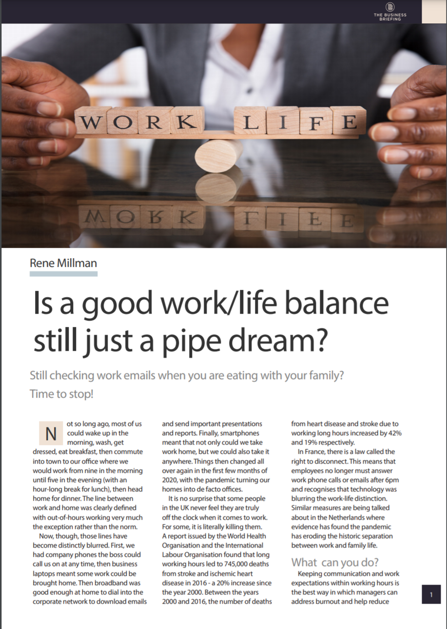 A man balances the words &amp;#039;work&amp;#039; and &amp;#039;life&amp;#039; on a cylindrical piece of wood - Is a good work/life balance still just a pipe dream? - The Business Briefing from IT Pro