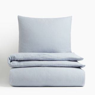 Light Dusty Blue Muslin Twin Duvet Cover Set