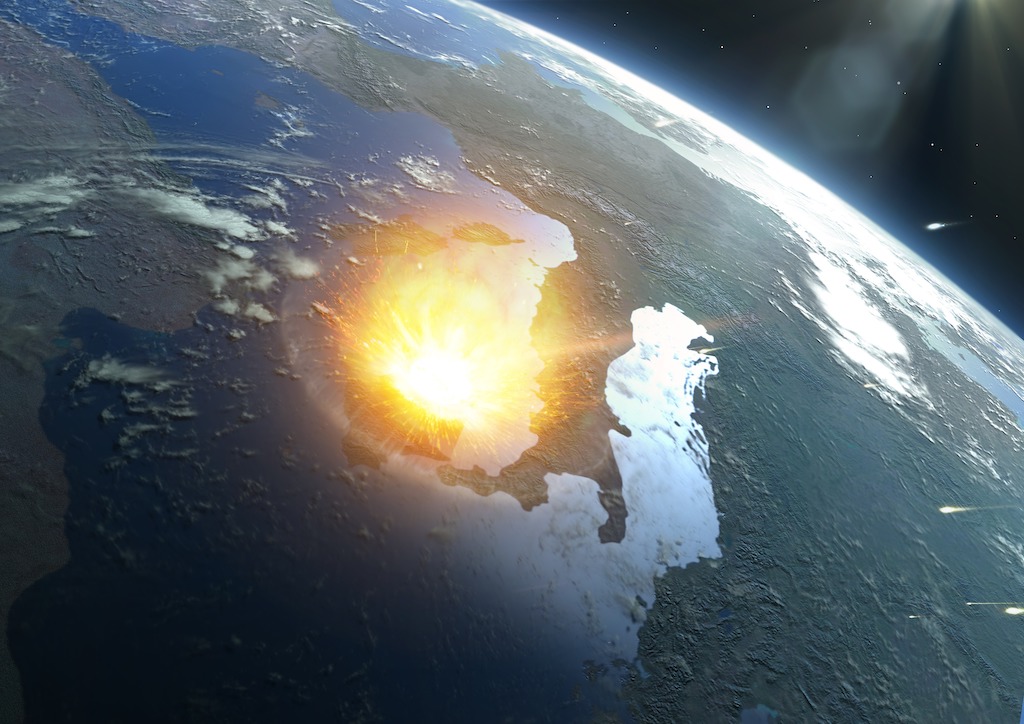 Asteroid colliding with Earth