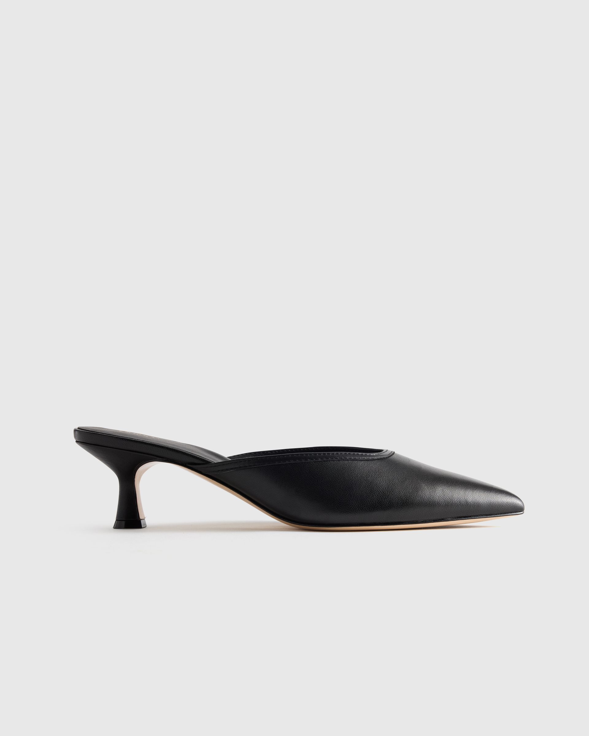 Italian Leather 55mm Kitten Heel Mule in Black