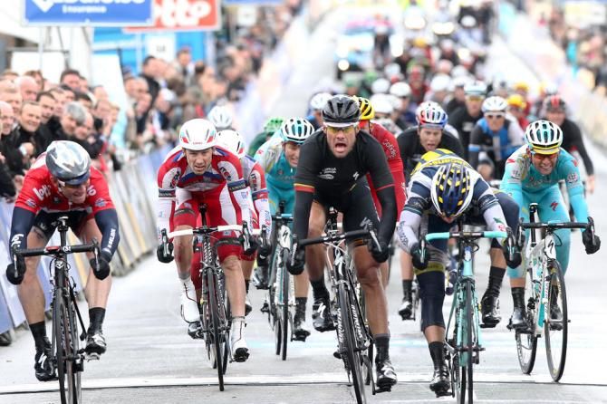 No arms were raised at the finish to stage 2 at the Tour of Belgium as it wasn't immediately clear who had won between Andre Greipel, Tom Boonen and Danny van Poppel