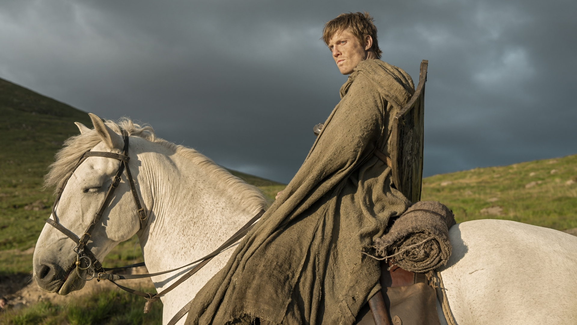 Dunk (Peter Claffey) riding a horse in a scene from "A Knight of the Seven Kingdoms" episode 1