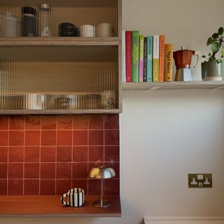 bar area with red tiles in Plykea kitchen