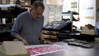 Burrill uses letterpress printing techniques for many of his designs