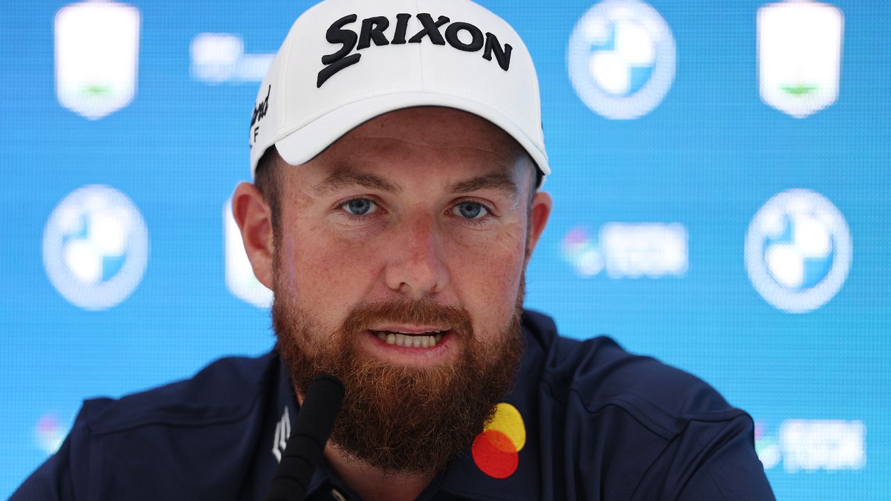 Shane Lowry talks to the media before the BMW PGA Championship at Wentworth