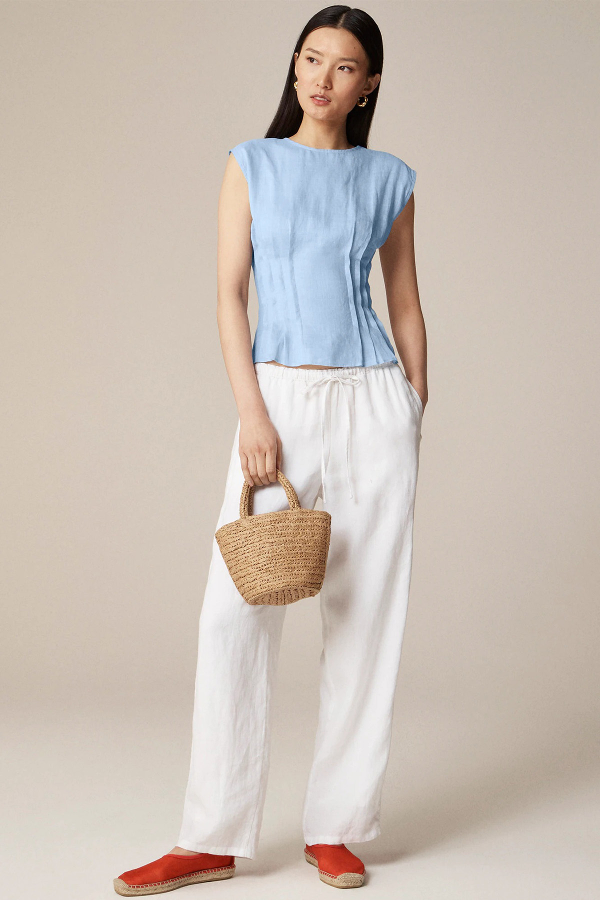 Pintuck Shell Top in Ramie 