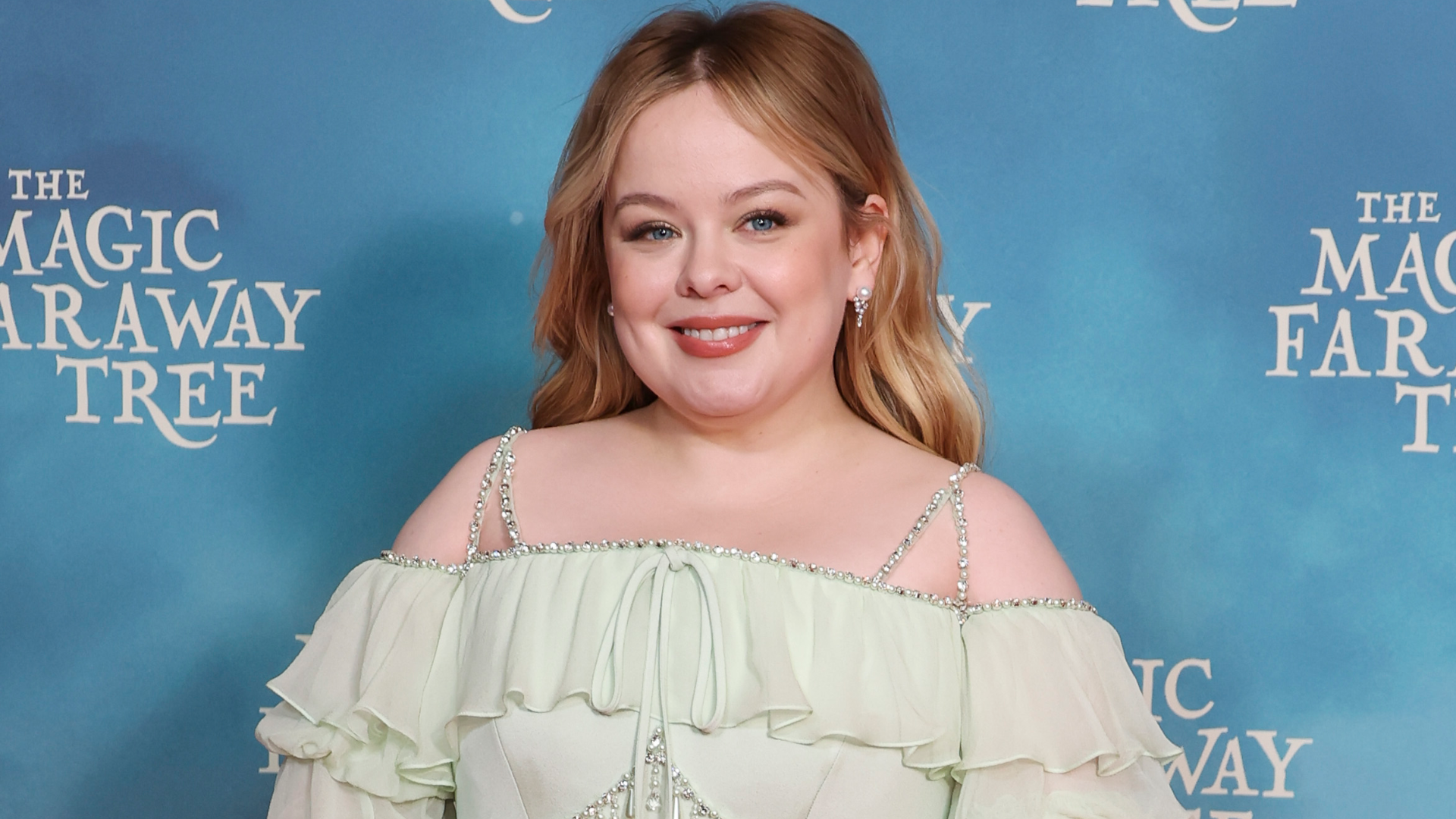 Nicola Coughlan attended the premiere of 'The Magic Faraway Tree' in a ruffled romantic gown from Georges Chakra