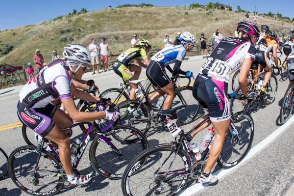 Women begin the climb on the first lap.