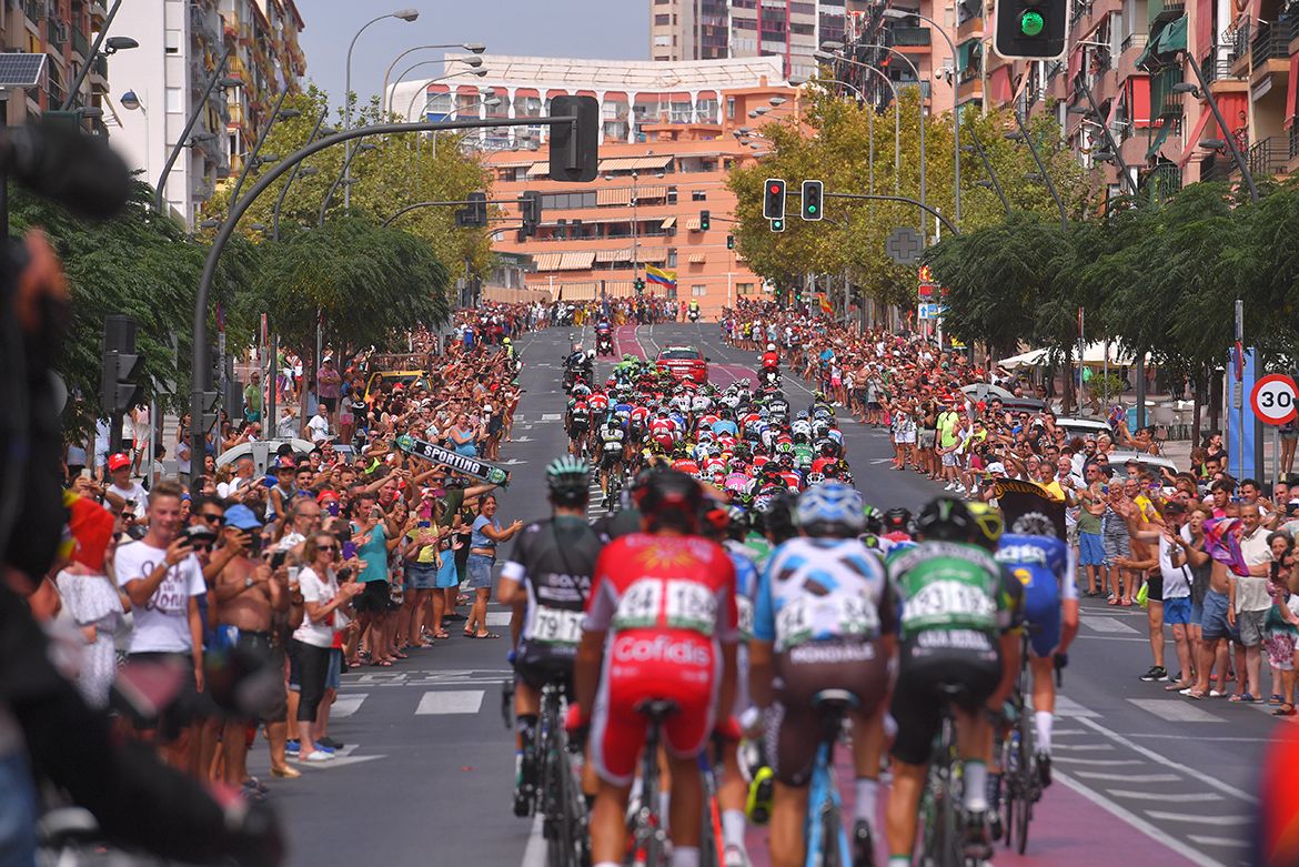 The Vuelta a Espa&ntilde;a peloton in Benidorm