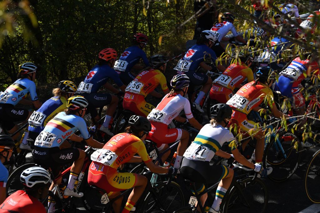 The women's peloton at the 2020 UCI Road World Championships