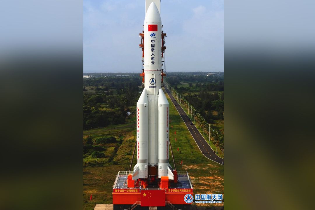 China's first Long March 5B rocket launches the country's next-generation space capsule into orbit on an uncrewed test flight from Wenchang Space Launch Center on Hainan Island in southern China on May 5, 2020.
