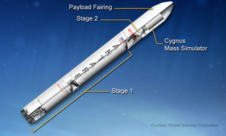 The design of the Antares A-ONE rocket. Liftoff for the rocket is scheduled for April 17, 2013. Image released April 11, 2013.