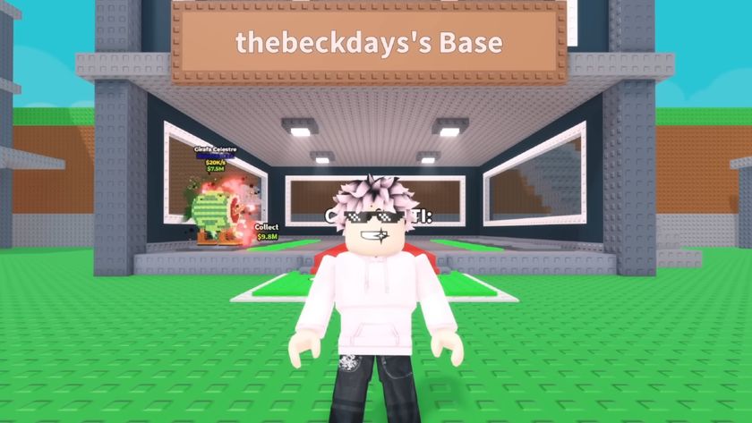 A character standing in front of a base in Steal a Brainrot
