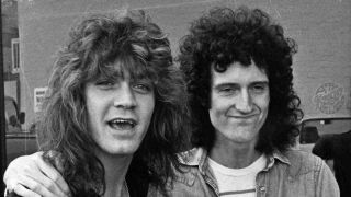 Eddie Van Halen and Brian May backstage at a concert