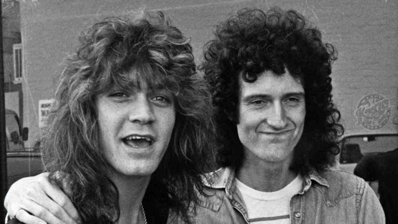 Eddie Van Halen and Brian May backstage at a concert
