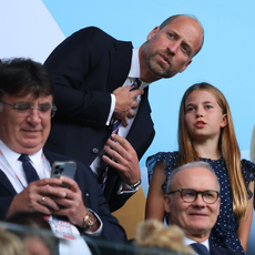 Prince William, Prince of Wales talks with Princess Charlotte prior to the UEFA Women's EURO 2025 Final match between England and Spain at St. Jakob-Park on July 27, 2025 in Basel, Switzerland