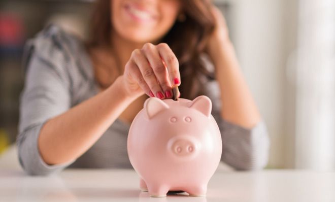 Woman piggy bank