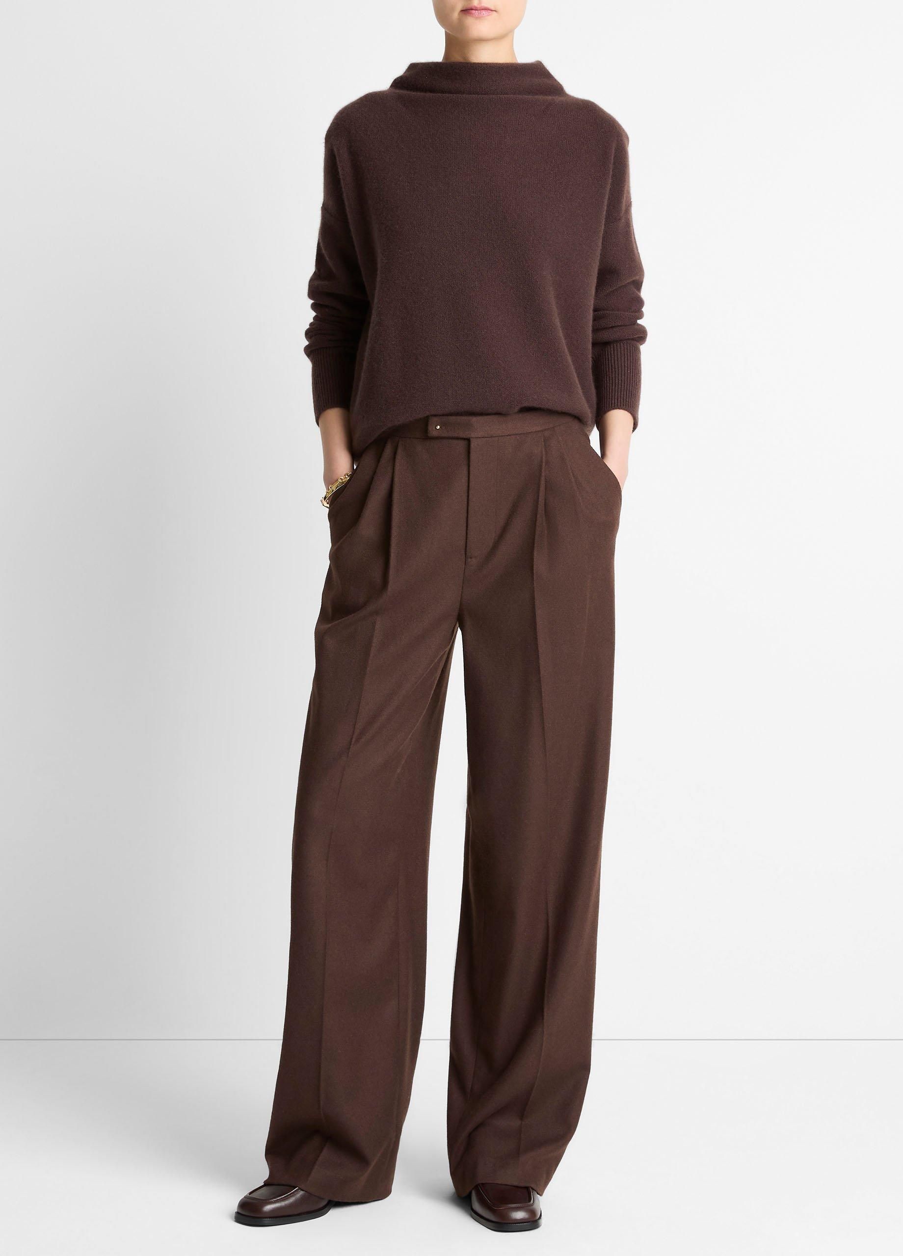 Italian Wool-Blend Pleated Wide-Leg Trouser