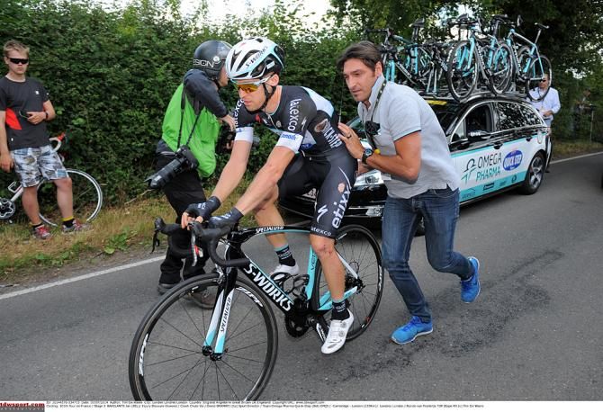Balekants gets a push after his crash