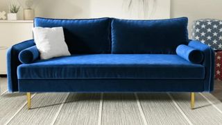 velvet navy sofa