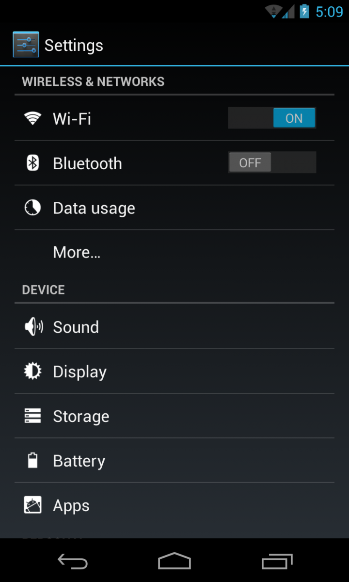 Android System Settings